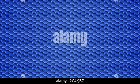 Abstract metal background with hexagonal holes in blue colors Stock Vector