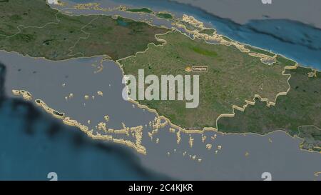 Zoom in on Camagüey (province of Cuba) outlined. Oblique perspective ...