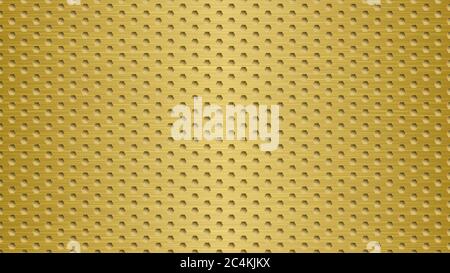Abstract metal background with hexagonal holes in yellow colors Stock Vector