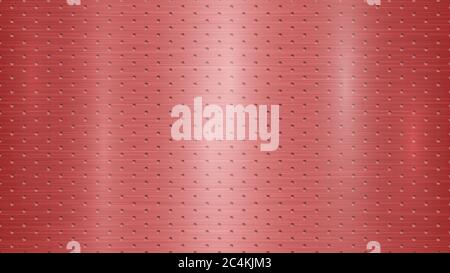 Abstract metal background with hexagonal holes in red colors Stock Vector