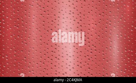 Abstract metal background with hexagonal holes in red colors Stock Vector