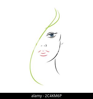 Half woman face. Recolorable shape isolated from background. Vector ...