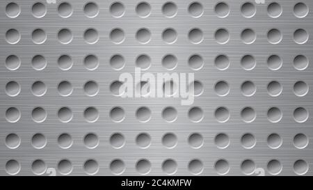 Abstract metal background with holes in gray colors Stock Vector