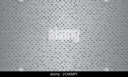 Abstract metal background with holes in gray colors Stock Vector