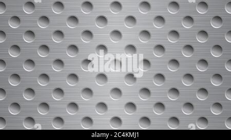 Abstract metal background with holes in gray colors Stock Vector
