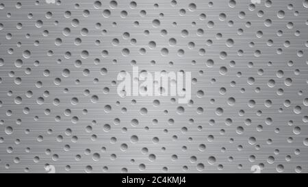 Abstract metal background with holes in gray colors Stock Vector