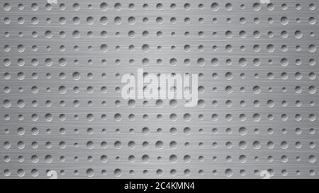 Abstract metal background with holes in gray colors Stock Vector