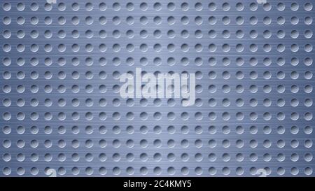 Abstract metal background with holes in blue colors Stock Vector