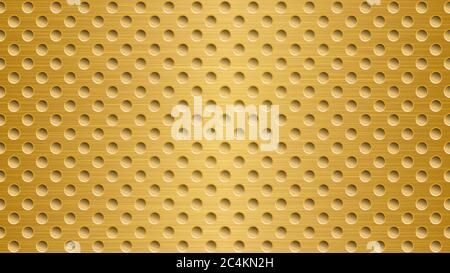 Abstract metal background with holes in bright golden colors Stock Vector