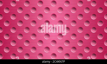 Abstract metal background with holes in bright red colors Stock Vector