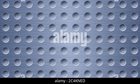 Abstract metal background with holes in blue colors Stock Vector