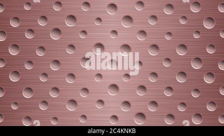 Abstract metal background with holes in light red colors Stock Vector