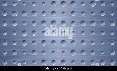 Abstract metal background with holes in blue colors Stock Vector