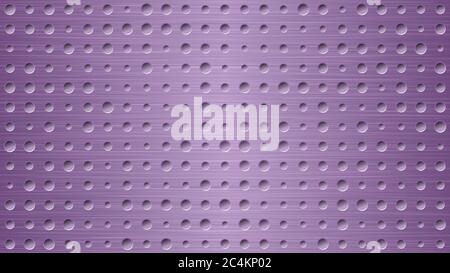 Abstract metal background with holes in purple colors Stock Vector