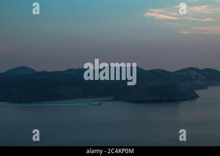 A view of the Aegean Sea from Milos, Greece, just after sunset Stock Photo