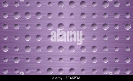 Abstract metal background with holes in purple colors Stock Vector