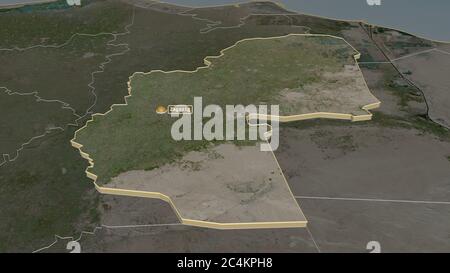 Zoom in on Ash Sharqīyah (governorate of Egypt) extruded. Oblique perspective. Satellite imagery. 3D rendering Stock Photo