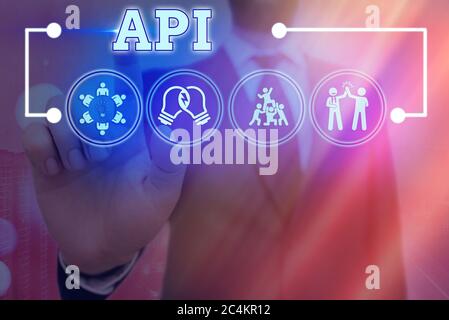 Handwriting text Api. Conceptual photo set of routines, protocols, and tools for building software applications Information digital technology network Stock Photo