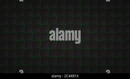 Abstract dark background of black square tiles with green gaps between them Stock Vector