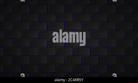 Abstract dark background of black rectangle tiles with blue gaps between them Stock Vector
