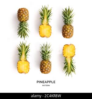Seamless pattern with pineapple. Tropical abstract background. Pineapple on the white background. Stock Photo
