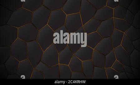 Abstract dark background of polygons in yellow colors Stock Vector