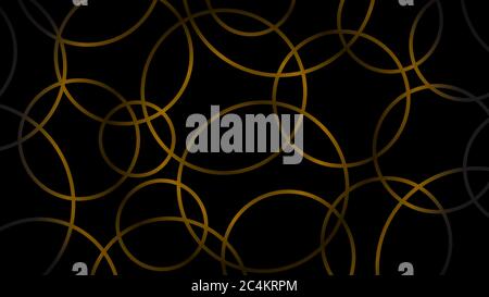 Abstract dark background of intersecting circles in yellow colors Stock Vector