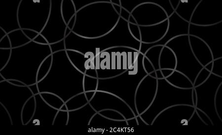 Abstract dark background of intersecting circles in gray colors Stock Vector