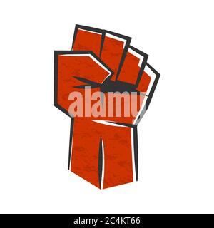 Red clenched fist symbol of revolution vector Stock Vector