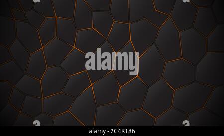Abstract dark background of polygons in yellow colors Stock Vector