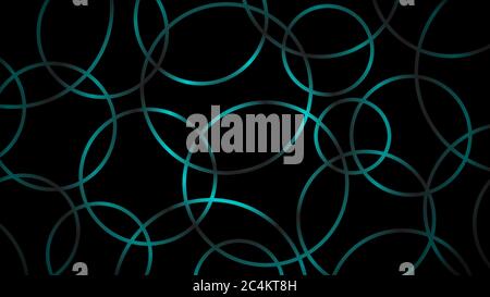 Abstract dark background of intersecting circles in light blue colors Stock Vector