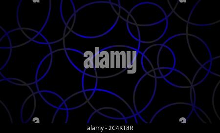 Abstract dark background of intersecting circles in blue colors Stock Vector