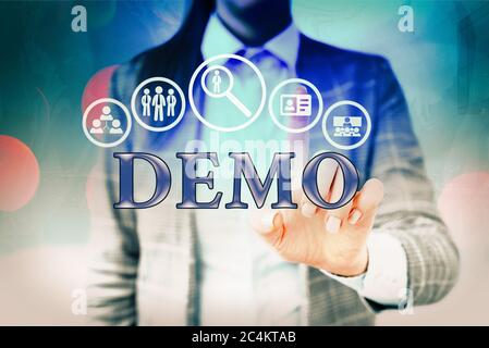 Handwriting text writing Demo. Conceptual photo exemplification display expression show visual communication reflection Information digital technology Stock Photo