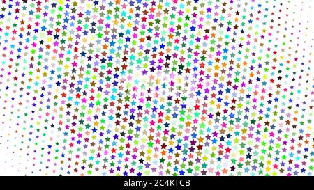 Abstract halftone gradient background of small colored stars on white Stock Vector