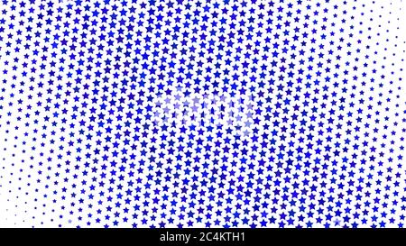 Abstract halftone gradient background of small stars, blue on white Stock Vector