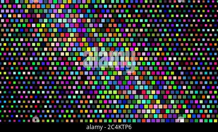 Abstract halftone gradient background of small squares, colored on black Stock Vector