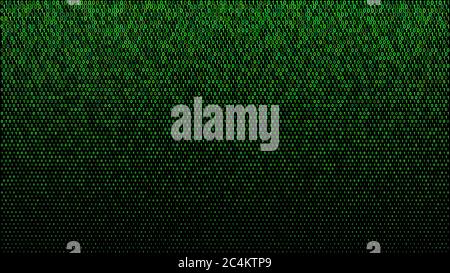 Abstract halftone gradient background of small ones and zeros, green on black Stock Vector