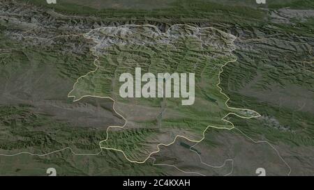Zoom in on Mtskheta-Mtianeti (region of Georgia) outlined. Oblique ...