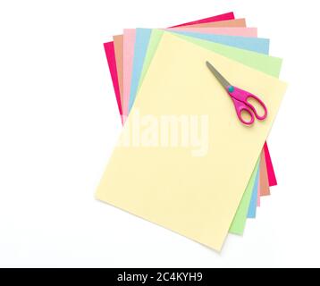multicolored pastel construction paper fanned out with colorful ink markers  isolated on white Stock Photo - Alamy