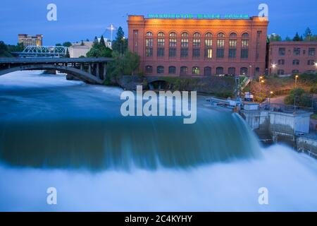 Lower Falls of Spokane River in Major Flood, Riverfront Park, Spokane, Washington State, USA Stock Photo