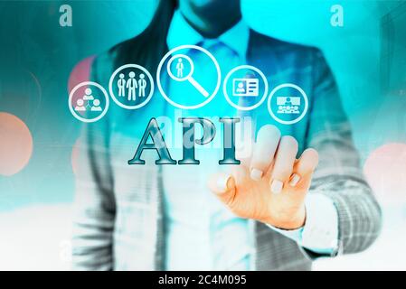 Handwriting text writing Api. Conceptual photo set of routines, protocols, and tools for building software applications Information digital technology Stock Photo