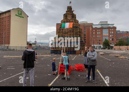 Sandy Row Bonfire, Belfast.Twelfth July Stock Photo