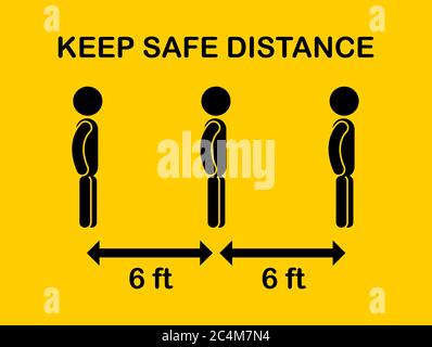 Social distancing icon. Keep Safe Distance 6 Feet or 2 meter.Quarantine measures sign coronavirus. Symbol people with arrow distance between.Can be us Stock Vector