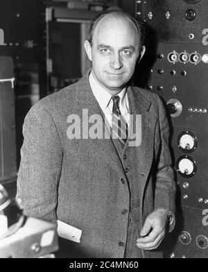 Enrico Fermi (1901-1954) was an Italian and naturalized-American physicist who created the world's first nuclear reactor, the Chicago Pile-1, and has been called the 'architect of the nuclear age' and the 'architect of the atomic bomb'. Stock Photo