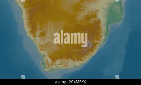 A 3D rendering of Topographic South Africa Map Hypsometric South Africa