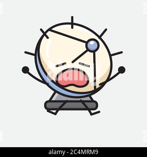 An illustration of Cute Parabolic Antenna Mascot Vector Character in Flat Design Style Stock Vector