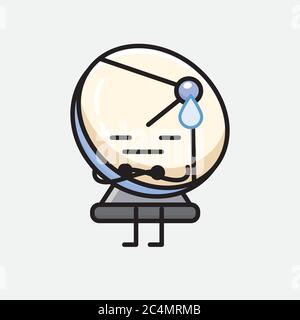 An illustration of Cute Parabolic Antenna Mascot Vector Character in Flat Design Style Stock Vector
