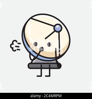 An illustration of Cute Parabolic Antenna Mascot Vector Character in Flat Design Style Stock Vector