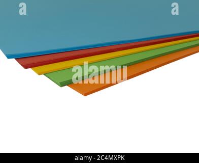 Colorful papers isolated on a white background Stock Photo