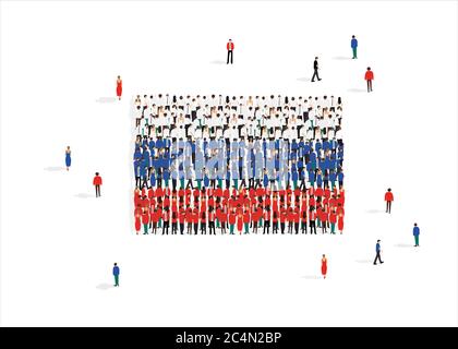 People forming national flag of Russian Federation against white background, vector illustration Stock Vector